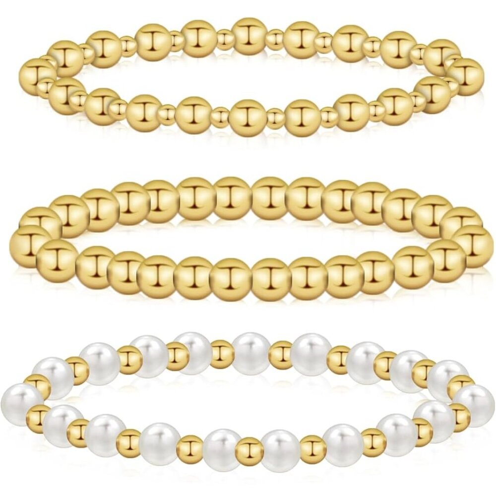 Stackable 14k Gold Plated Bracelets For Women - H… - image 1